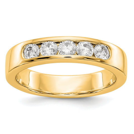 0.58ct. CZ Solid Real 14K Yellow Gold 5-3.1mm Stone Channel Wedding Band Ring
