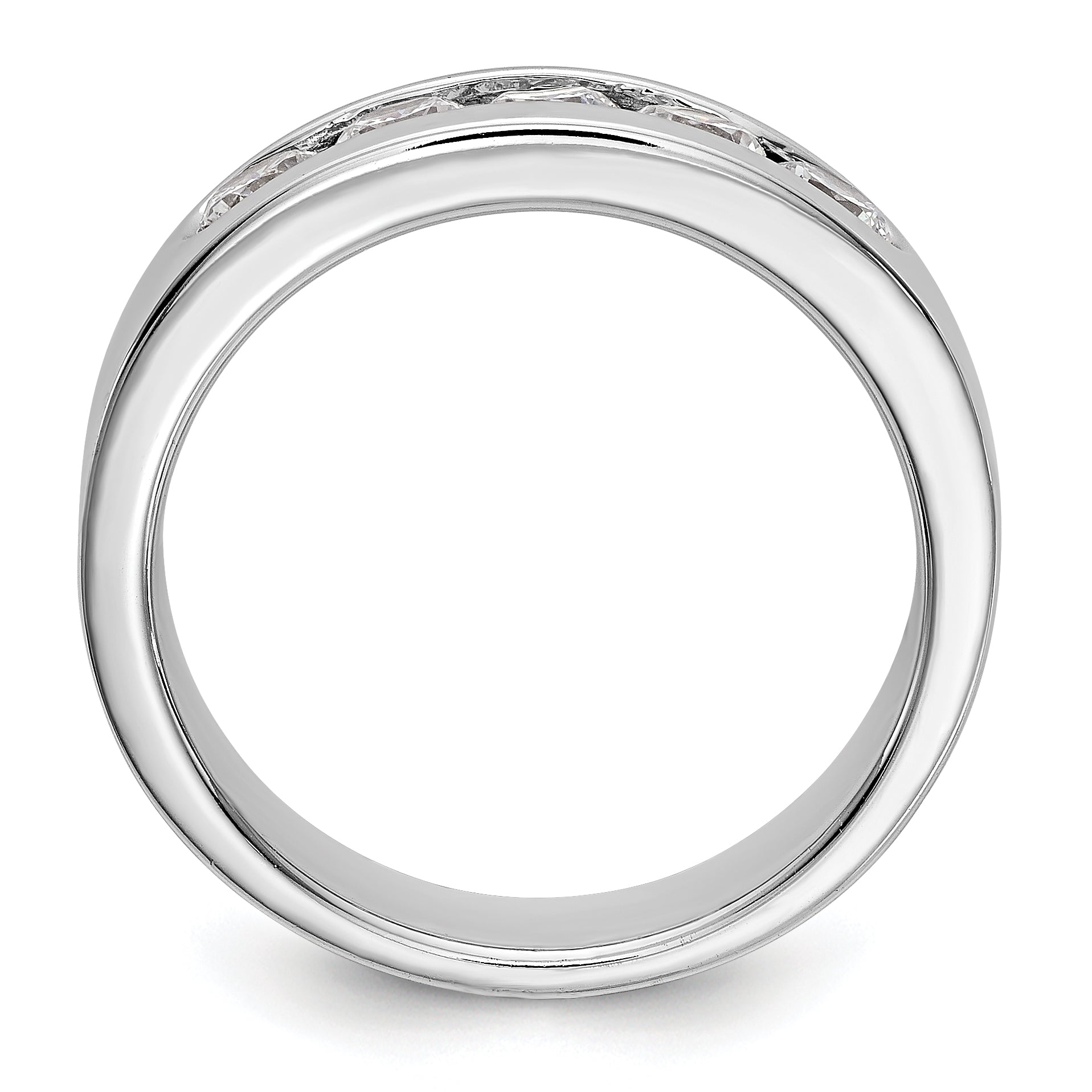 0.75ct. CZ Solid Real 14K White Gold 5-3.4mm Stone Channel Wedding Band Ring