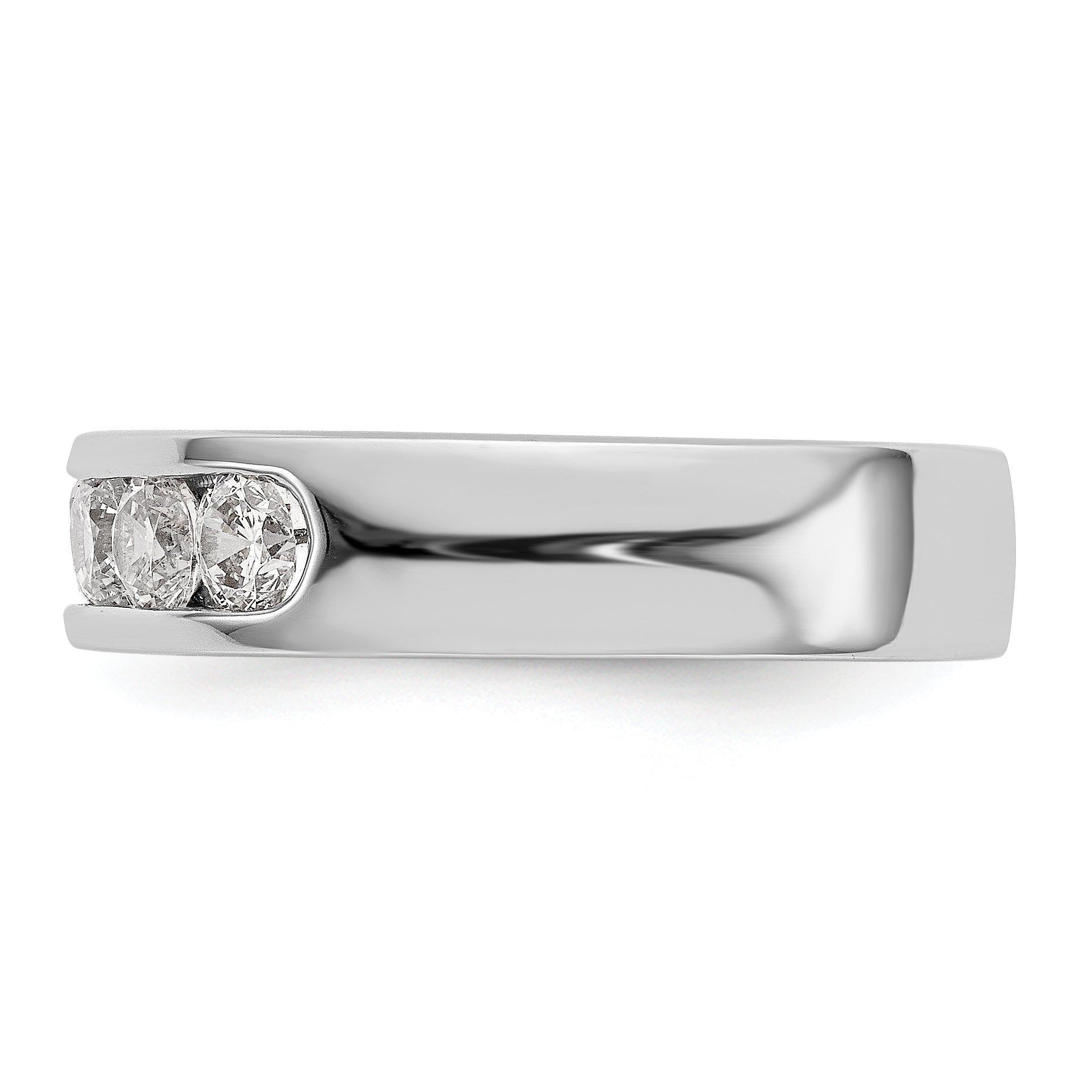 0.75ct. CZ Solid Real 14K White Gold 5-3.4mm Stone Channel Wedding Band Ring