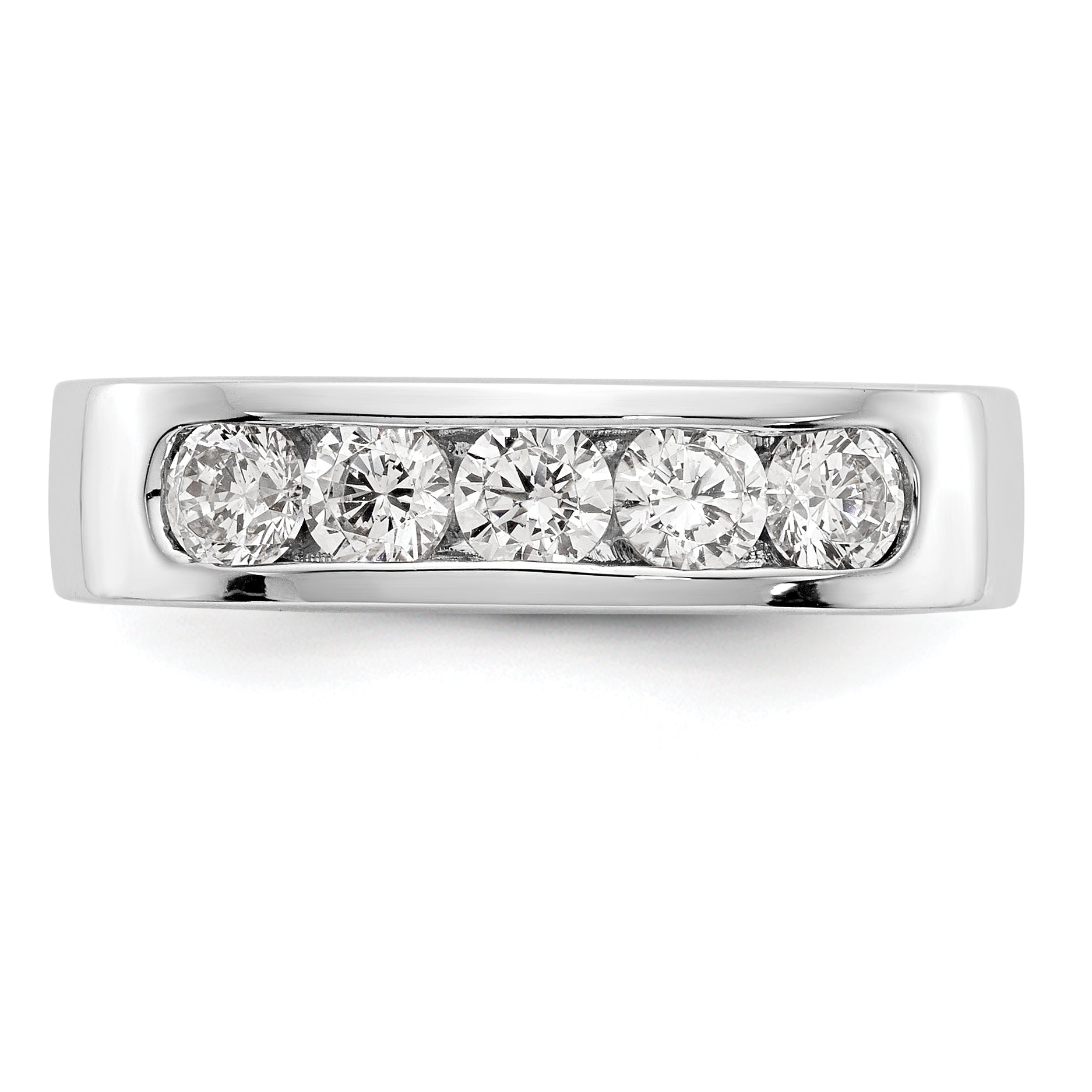 0.75ct. CZ Solid Real 14K White Gold 5-Stone Channel Wedding Band Ring