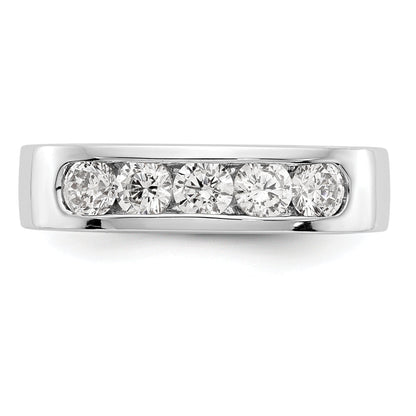 0.75ct. CZ Solid Real 14K White Gold 5-Stone Channel Wedding Band Ring