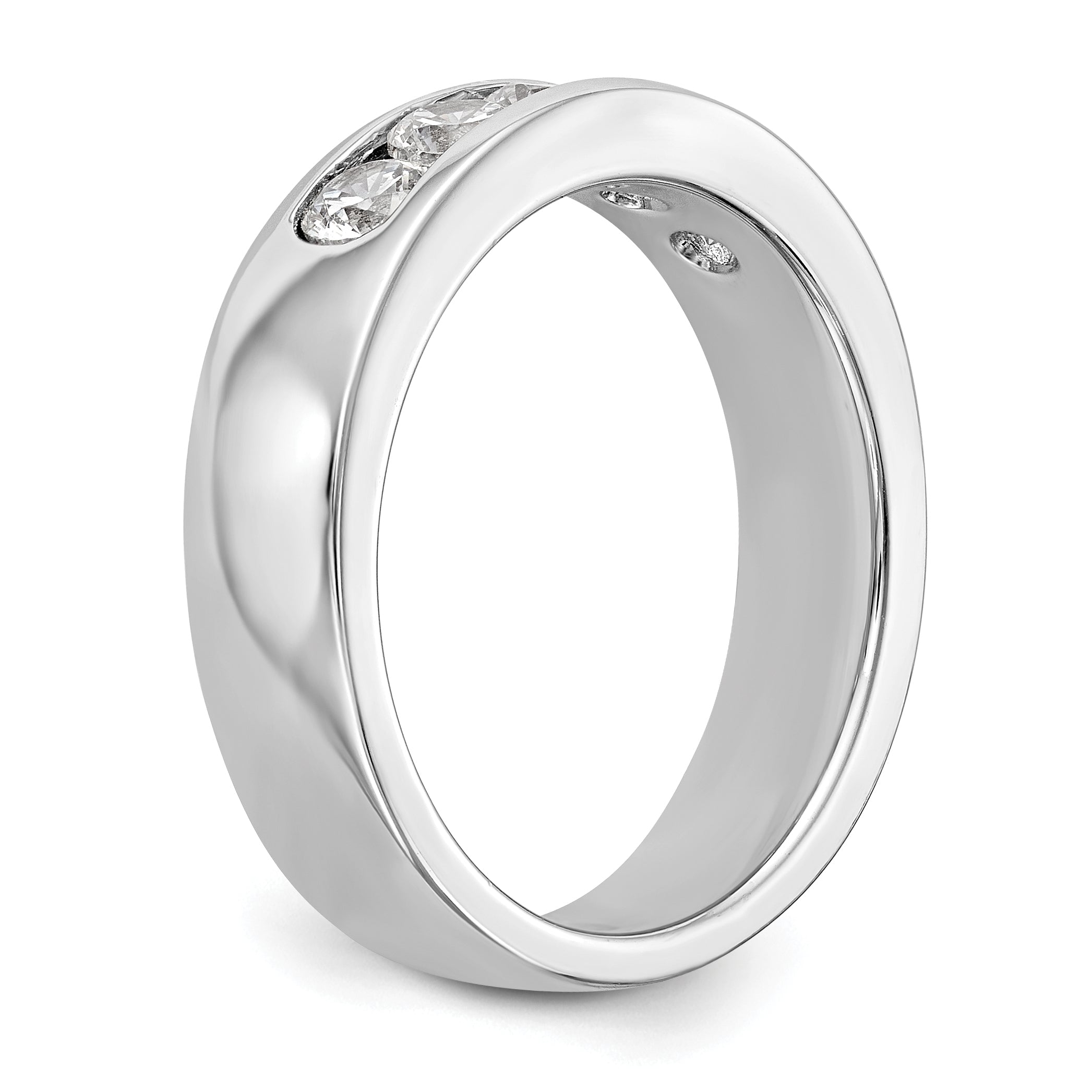 0.75ct. CZ Solid Real 14K White Gold 5-3.4mm Stone Channel Wedding Band Ring
