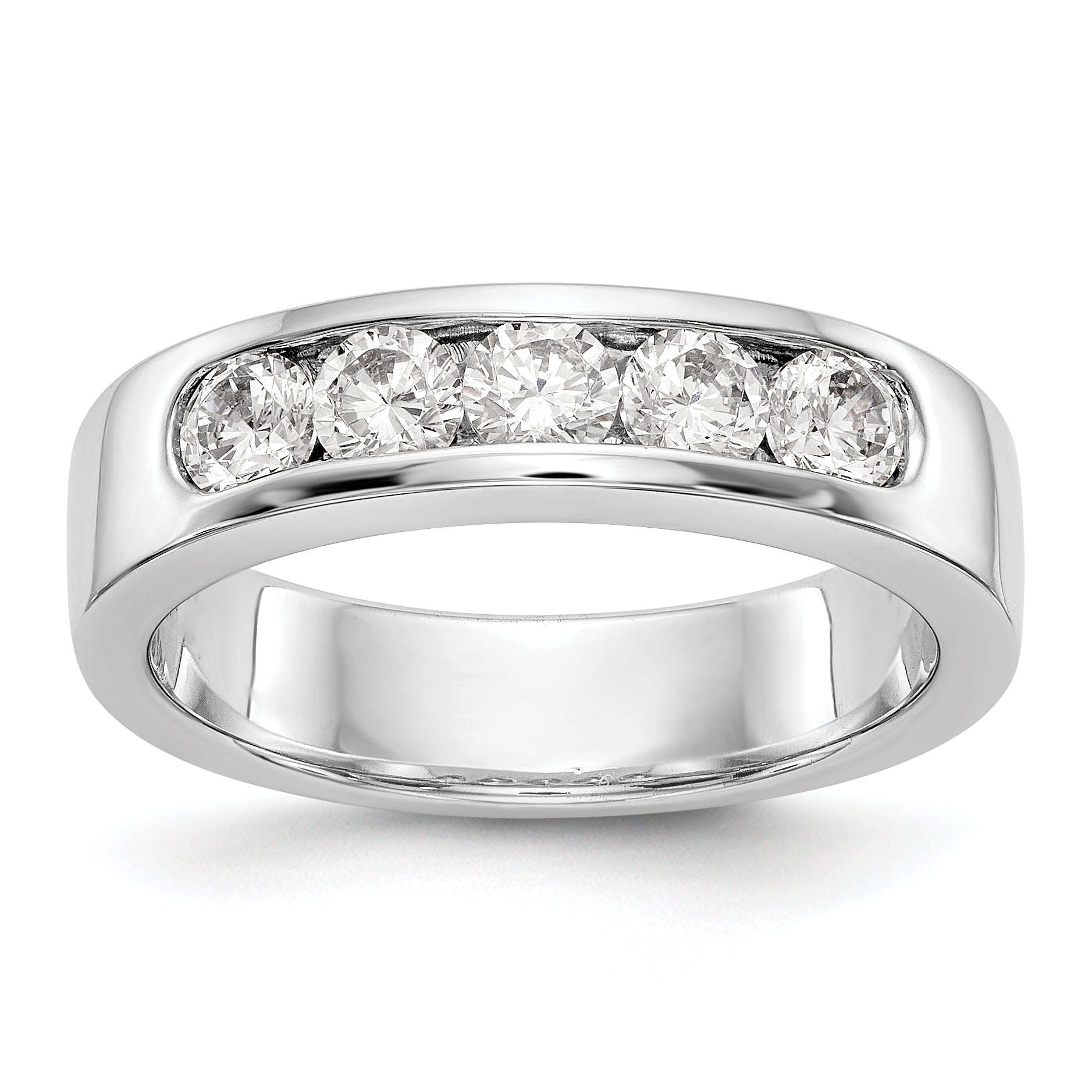 0.75ct. CZ Solid Real 14K White Gold 5-3.4mm Stone Channel Wedding Band Ring