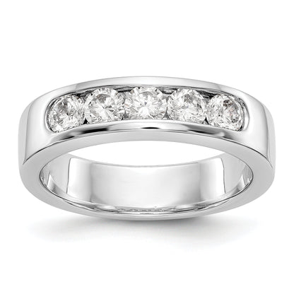 0.75ct. CZ Solid Real 14K White Gold 5-3.4mm Stone Channel Wedding Band Ring