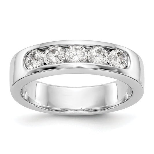 0.75ct. CZ Solid Real 14K White Gold 5-3.4mm Stone Channel Wedding Band Ring