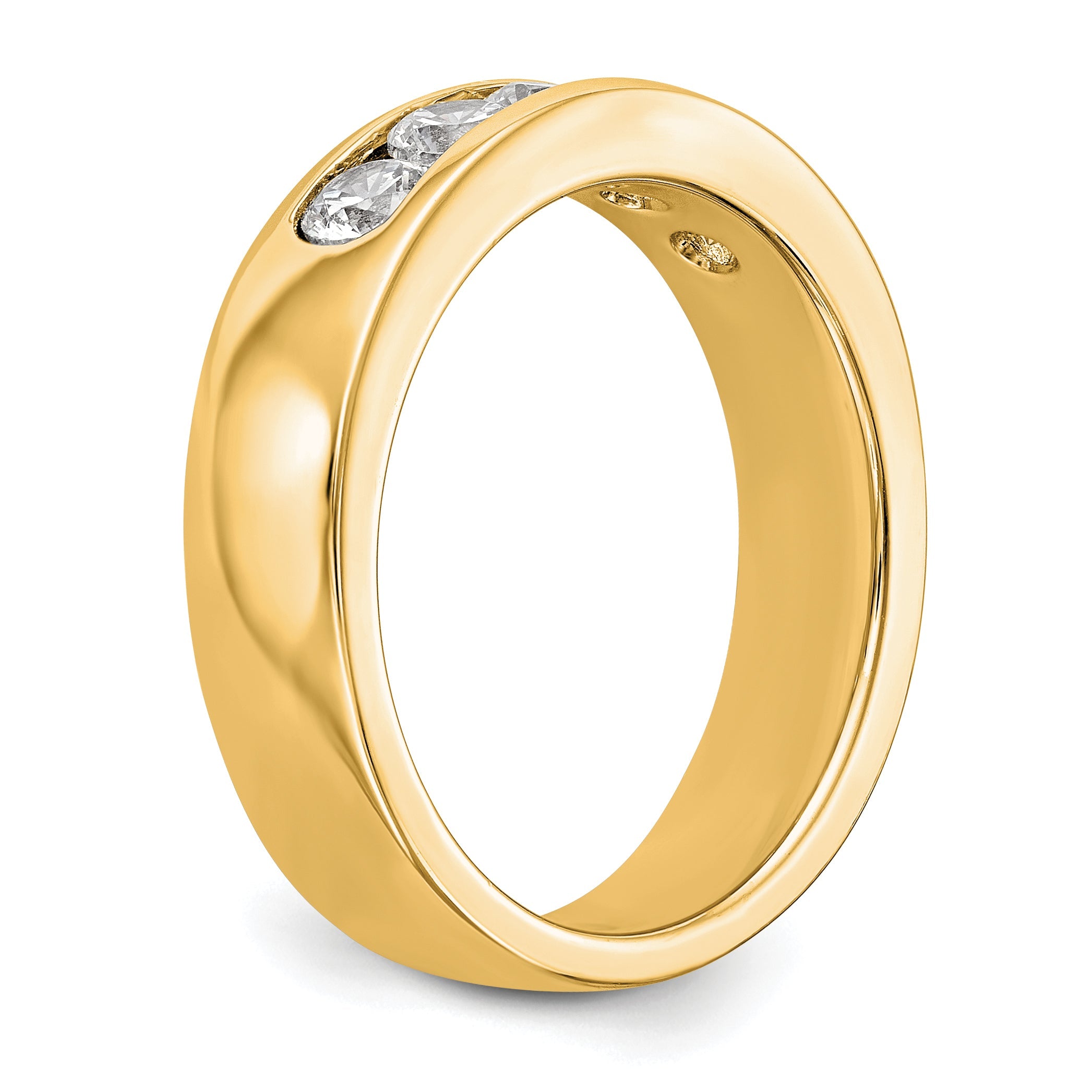 0.75ct. CZ Solid Real 14K Yellow Gold 5-3.4mm Stone Channel Wedding Band Ring