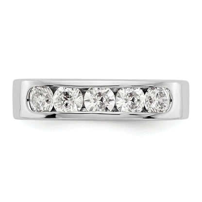 1.00ct. CZ Solid Real 14K White Gold 5-3.8mm Stone Channel Wedding Band Ring