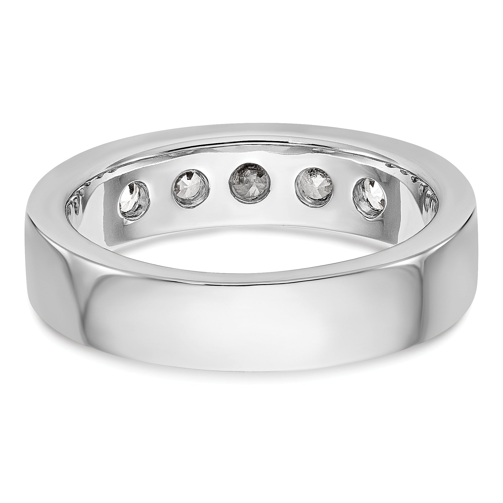 1.00ct. CZ Solid Real 14K White Gold 5-3.8mm Stone Channel Wedding Band Ring