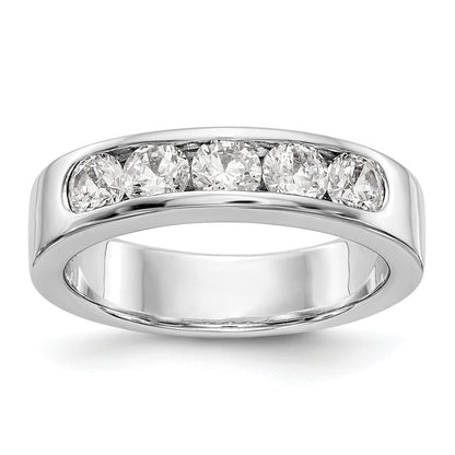 1.00ct. CZ Solid Real 14K White Gold 5-3.8mm Stone Channel Wedding Band Ring