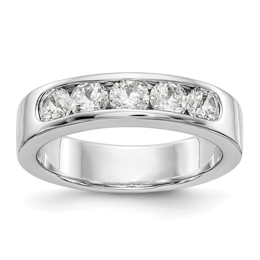 1.00ct. CZ Solid Real 14K White Gold 5-3.8mm Stone Channel Wedding Band Ring