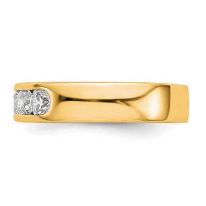 1.00ct. CZ Solid Real 14K Yellow Gold 5-3.8mm Stone Channel Wedding Band Ring