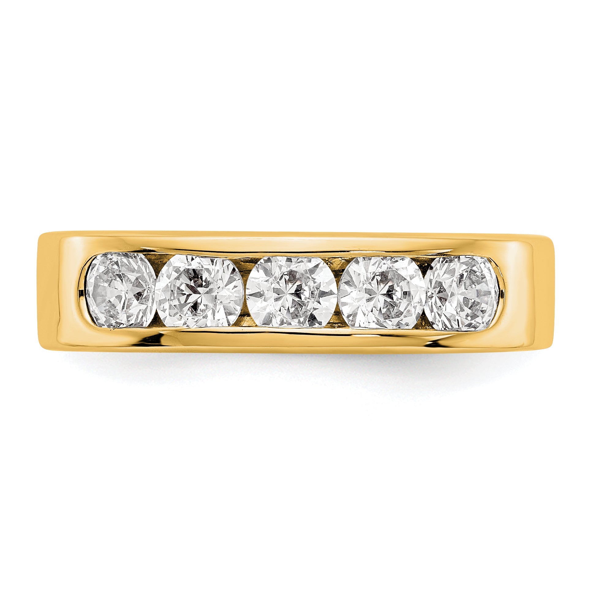 1.00ct. CZ Solid Real 14K Yellow Gold 5-3.8mm Stone Channel Wedding Band Ring