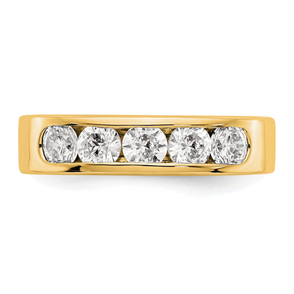 1.00ct. CZ Solid Real 14K Yellow Gold 5-3.8mm Stone Channel Wedding Band Ring