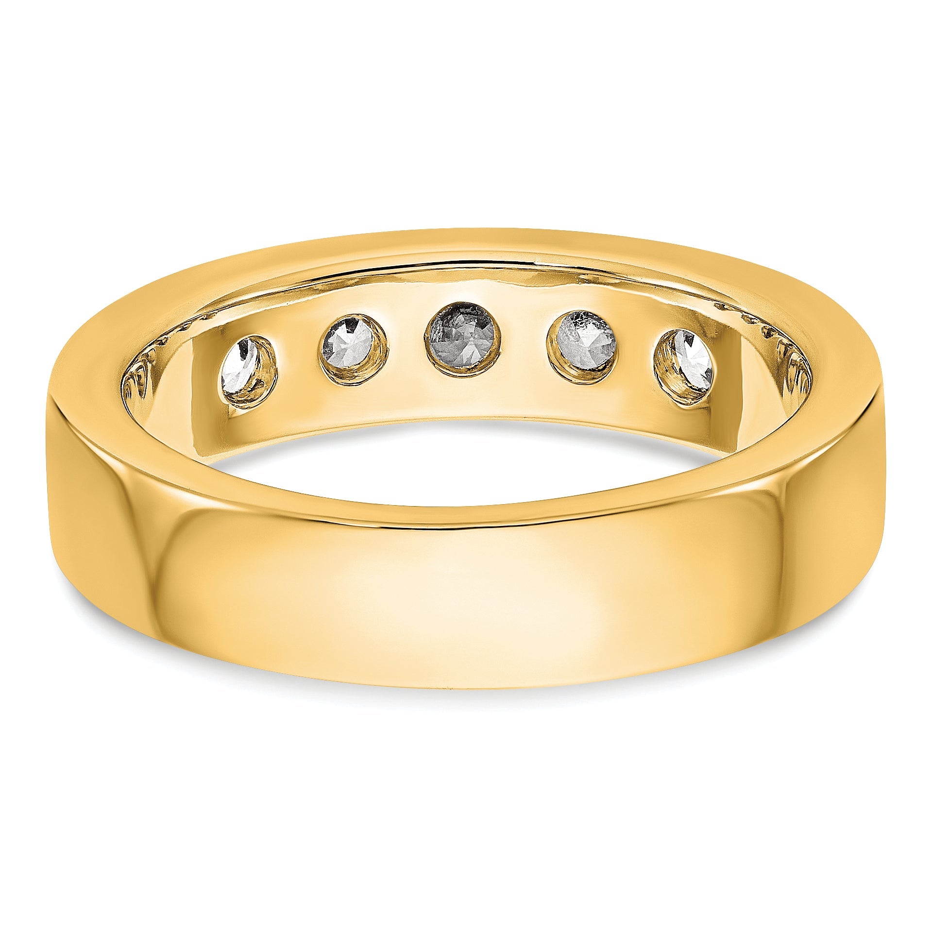 1.00ct. CZ Solid Real 14K Yellow Gold 5-3.8mm Stone Channel Wedding Band Ring