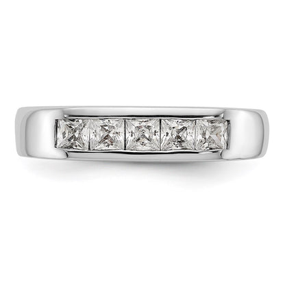 14K White Gold 5-Stone Real Diamond Channel Band