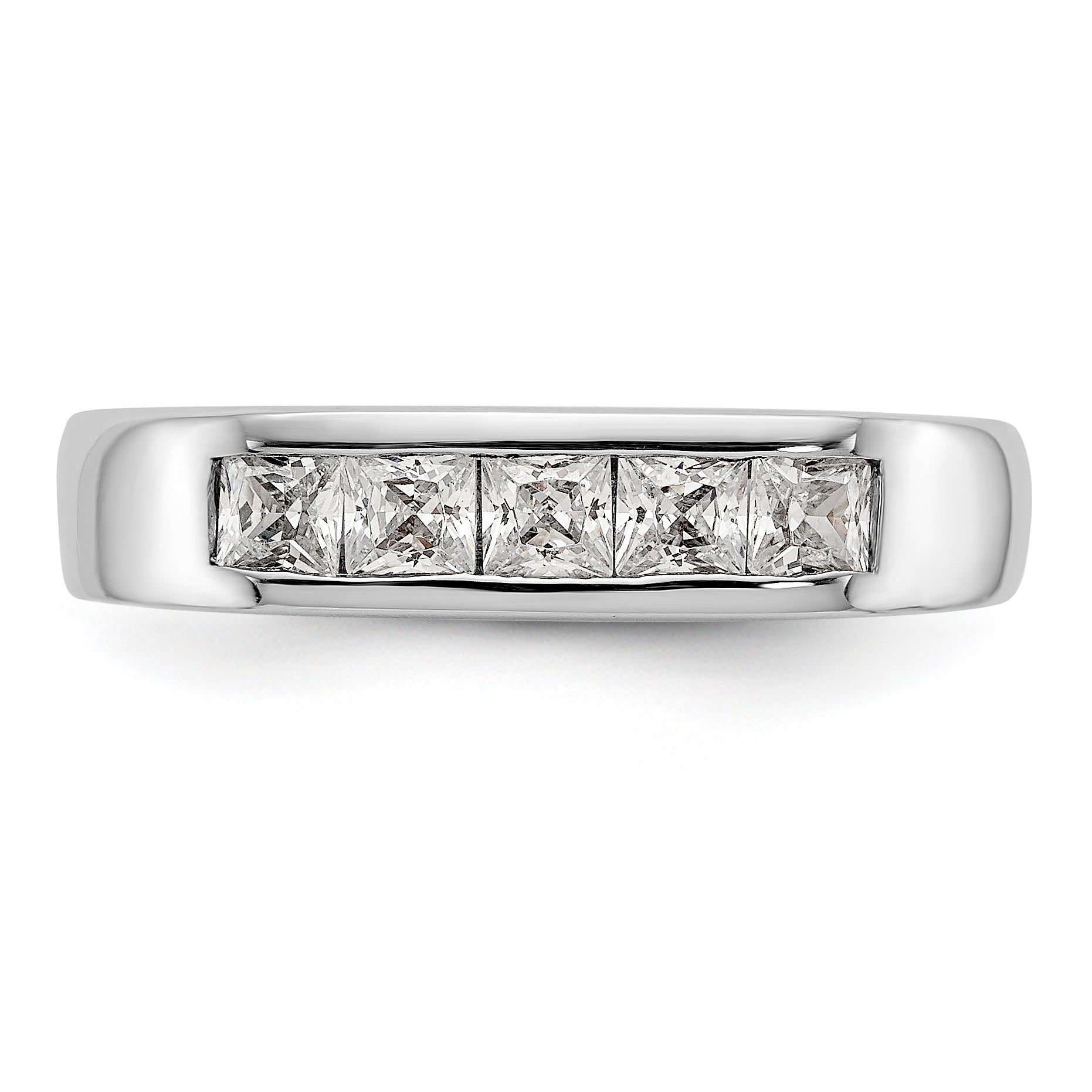 0.50ct. CZ Solid Real 14K White Gold 5-Stone Channel Wedding Band Ring