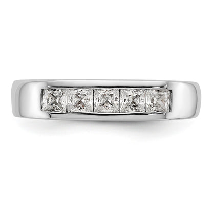 0.50ct. CZ Solid Real 14K White Gold 5-Stone Channel Wedding Band Ring