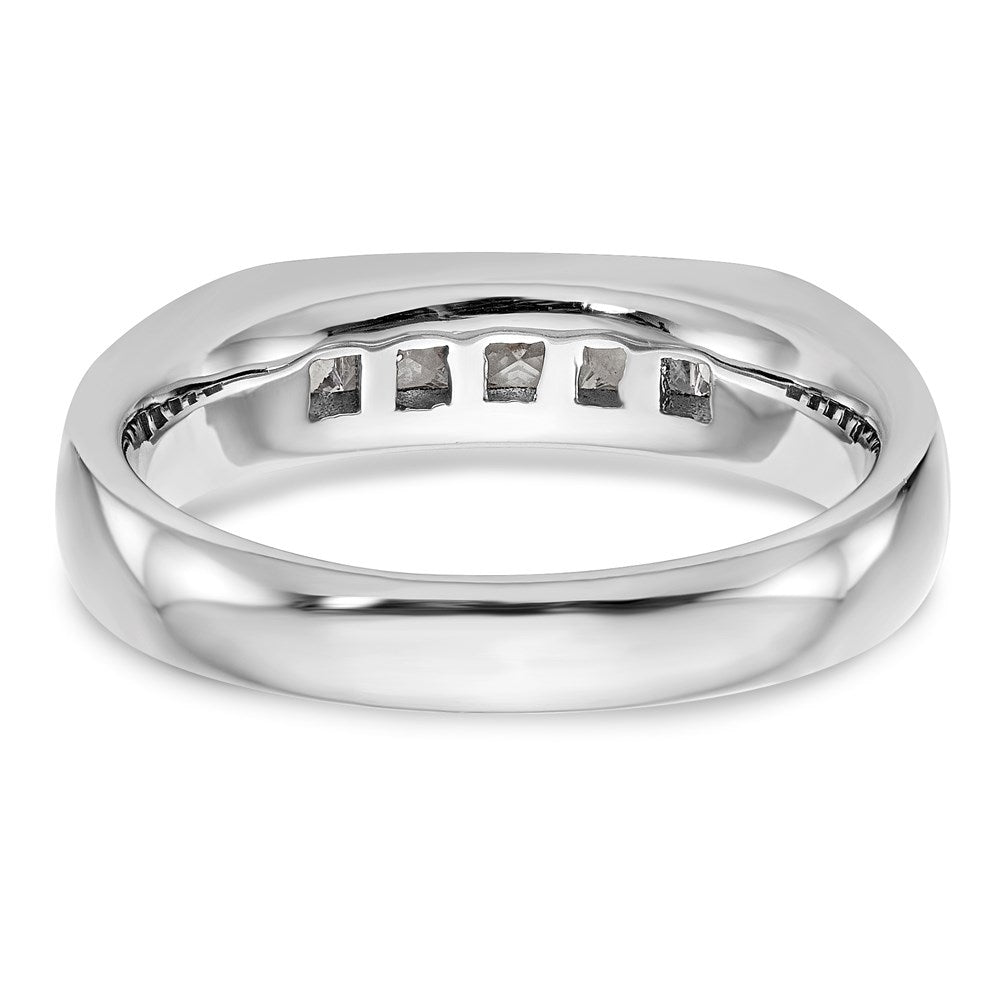 14K White Gold 5-Stone Real Diamond Channel Band