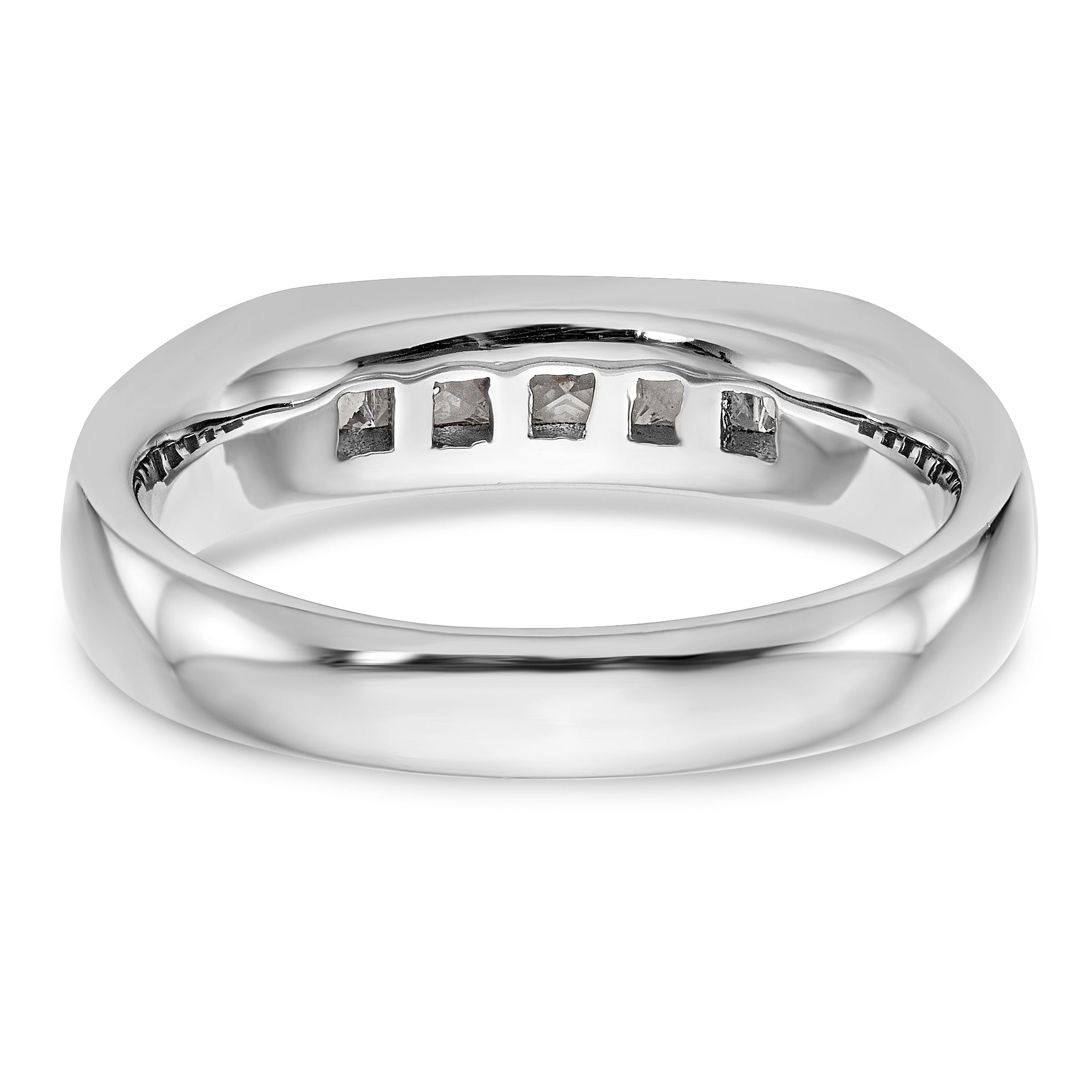 0.50ct. CZ Solid Real 14K White Gold 5-Stone Channel Wedding Band Ring