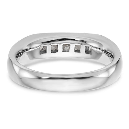 0.50ct. CZ Solid Real 14K White Gold 5-Stone Channel Wedding Band Ring