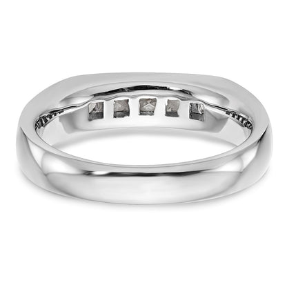 14K White Gold 5-Stone Real Diamond Channel Band