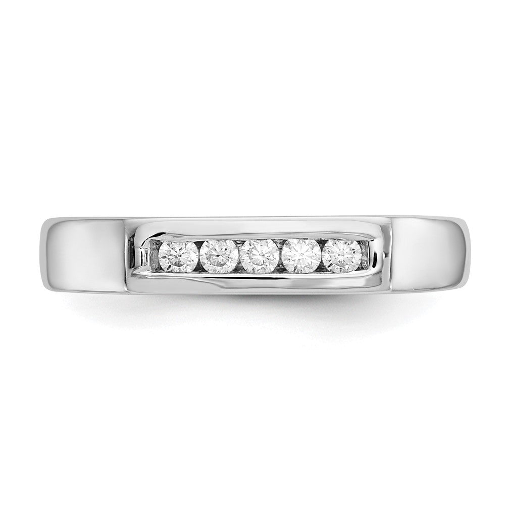 14K White Gold 5-Stone Real Diamond Channel Band