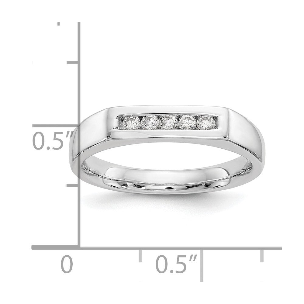 14K White Gold 5-Stone Real Diamond Channel Band