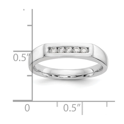 14K White Gold 5-Stone Real Diamond Channel Band