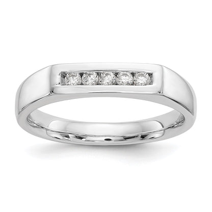 14K White Gold 5-Stone Real Diamond Channel Band