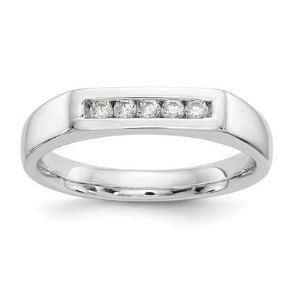 0.14ct. CZ Solid Real 14K White Gold 5-Stone Channel Wedding Band Ring