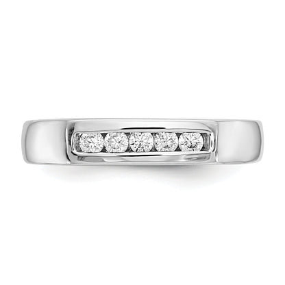 0.20ct. CZ Solid Real 14K White Gold 5-Stone Channel Wedding Band Ring