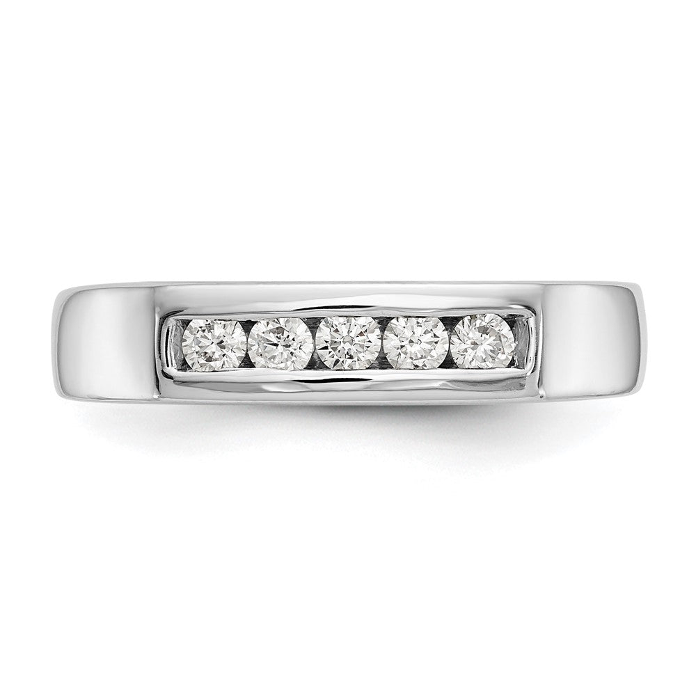 14K White Gold 5-Stone Real Diamond Channel Band