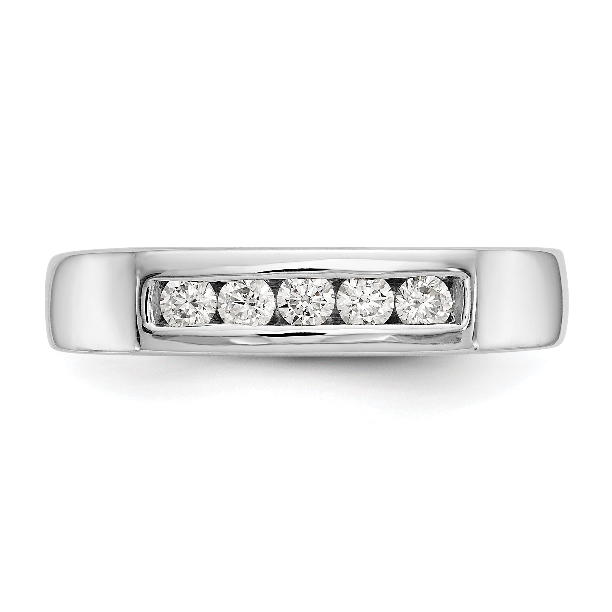0.25ct. CZ Solid Real 14K White Gold 5-Stone Channel Wedding Band Ring