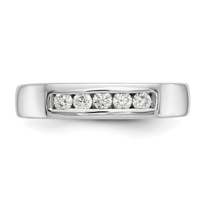 0.25ct. CZ Solid Real 14K White Gold 5-Stone Channel Wedding Band Ring