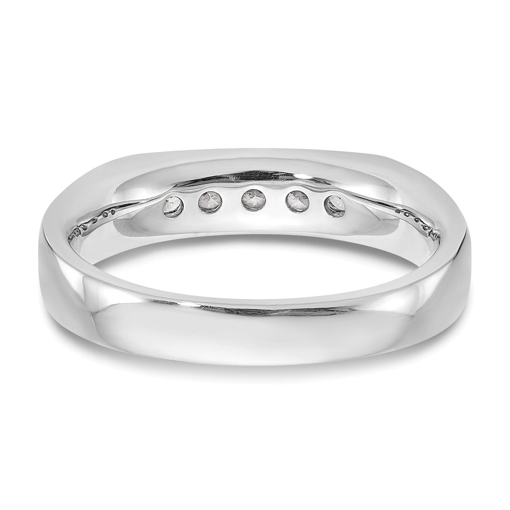14K White Gold 5-Stone Real Diamond Channel Band