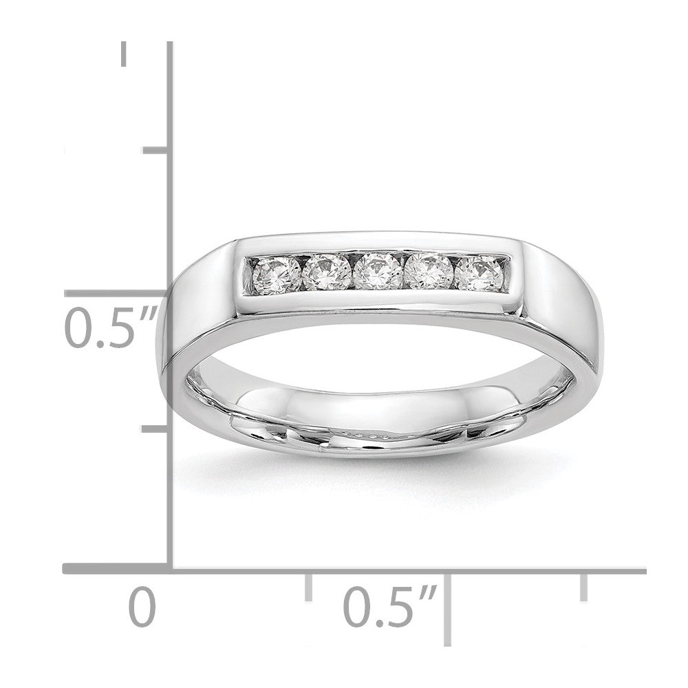 14K White Gold 5-Stone Real Diamond Channel Band