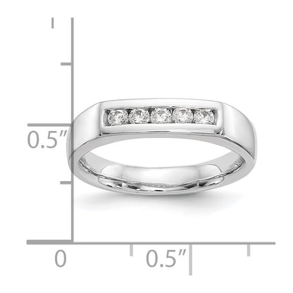 14K White Gold 5-Stone Real Diamond Channel Band