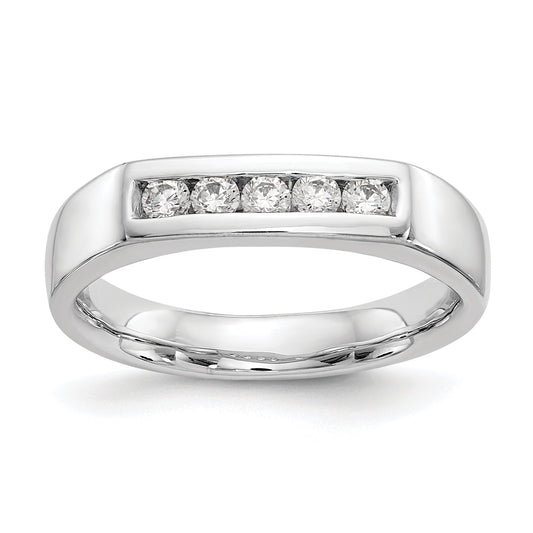 0.25ct. CZ Solid Real 14K White Gold 5-Stone Channel Wedding Band Ring