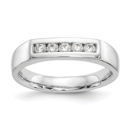 0.25ct. CZ Solid Real 14K White Gold 5-Stone Channel Wedding Band Ring