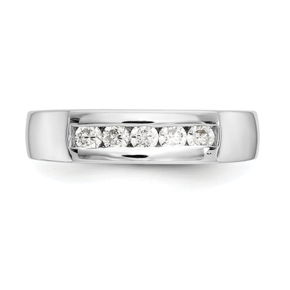 0.33ct. CZ Solid Real 14K White Gold 5-Stone Channel Wedding Band Ring