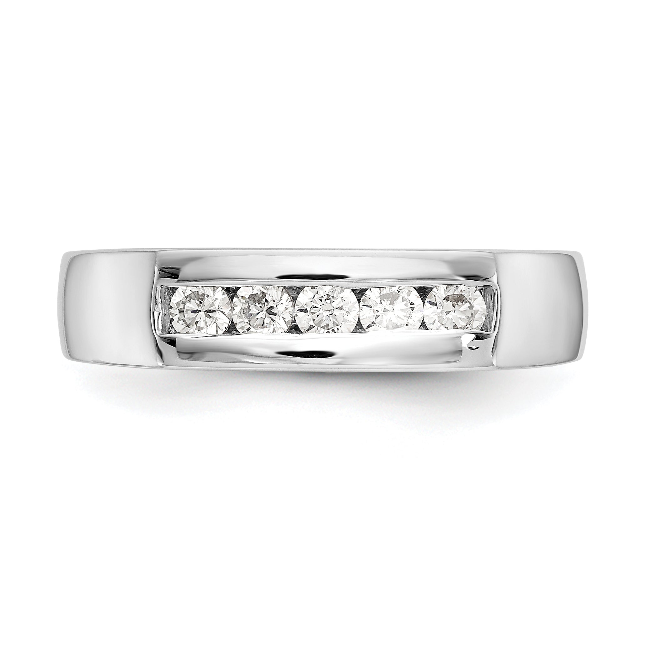 0.33ct. CZ Solid Real 14K White Gold 5-Stone Channel Wedding Band Ring