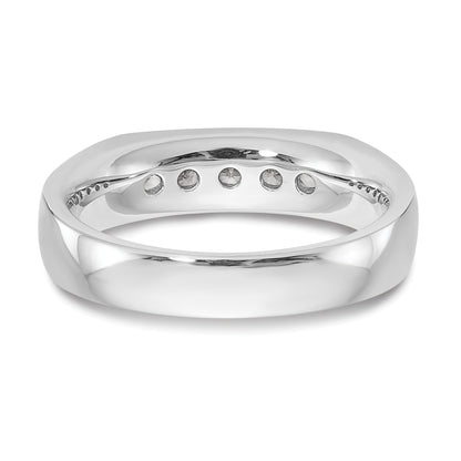 0.33ct. CZ Solid Real 14K White Gold 5-Stone Channel Wedding Band Ring
