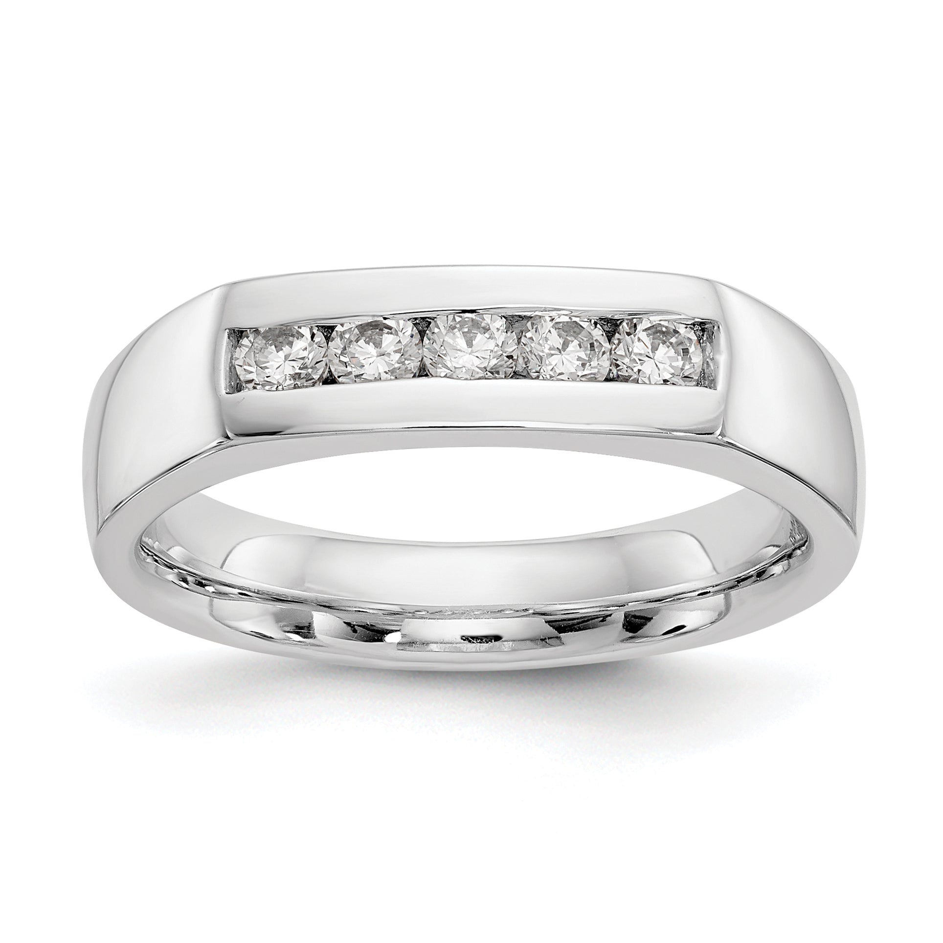 0.33ct. CZ Solid Real 14K White Gold 5-Stone Channel Wedding Band Ring