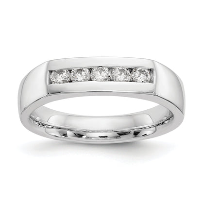 0.33ct. CZ Solid Real 14K White Gold 5-Stone Channel Wedding Band Ring