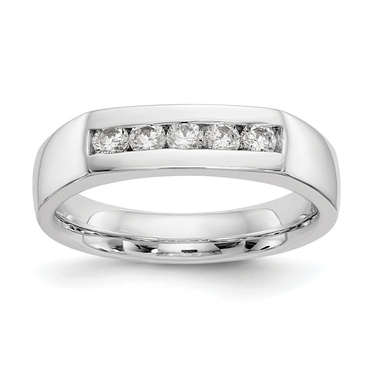 0.33ct. CZ Solid Real 14K White Gold 5-Stone Channel Wedding Band Ring
