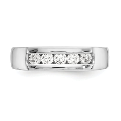 0.40ct. CZ Solid Real 14K White Gold 5-Stone Channel Wedding Band Ring