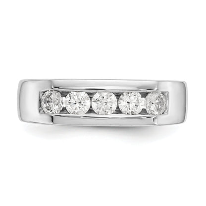0.63ct. CZ Solid Real 14K White Gold 5-Stone Channel Wedding Band Ring