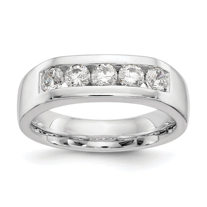 0.63ct. CZ Solid Real 14K White Gold 5-Stone Channel Wedding Band Ring