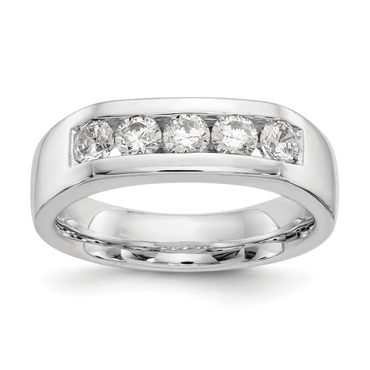 0.63ct. CZ Solid Real 14K White Gold 5-Stone Channel Wedding Band Ring