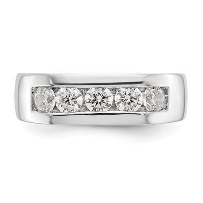 0.50ct. CZ Solid Real 14K White Gold 5-Stone Channel Wedding Band Ring